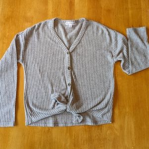 Love Glam Girl - Girl Size Medium Suzana Button down tie front Waffle Knit Top